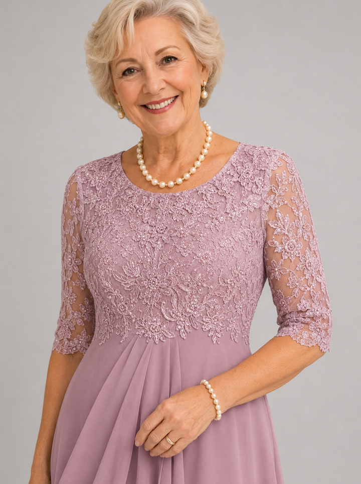 Zaria Pink – The Flattering Lace Midi Dress