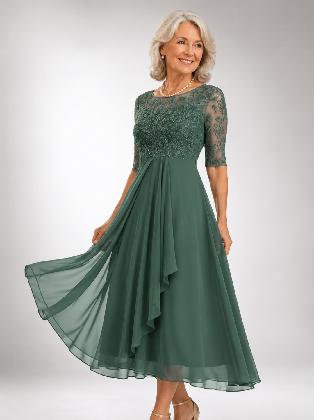 Zaria Green – The Flattering Lace Midi Dress