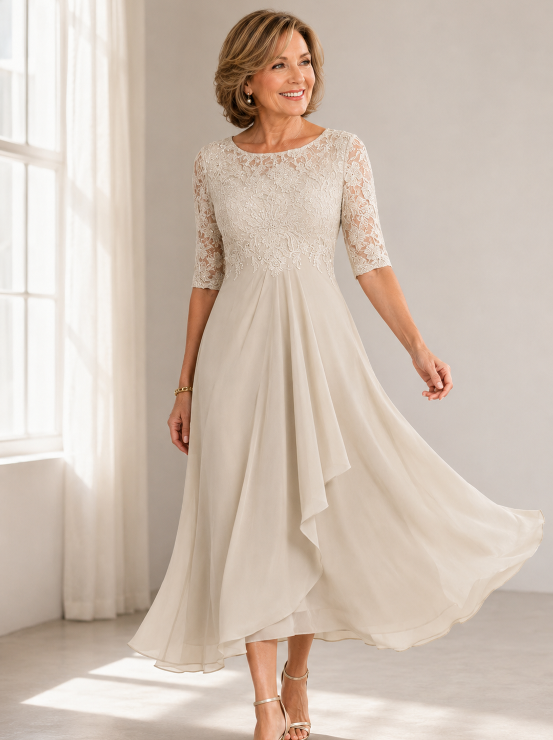 Zaria White – The Flattering Lace Midi Dress