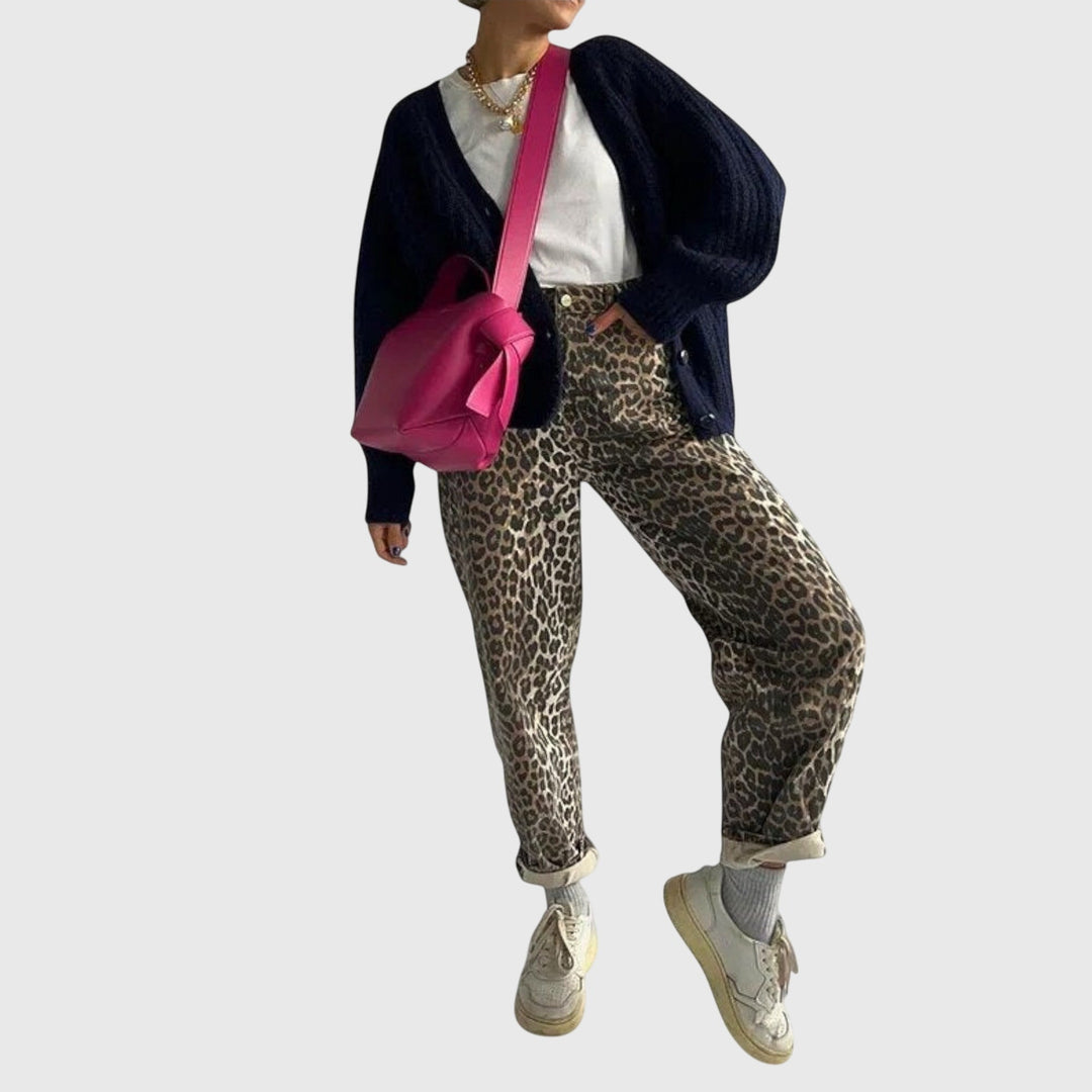 Annie | Vintage Jeans with Leopard Print