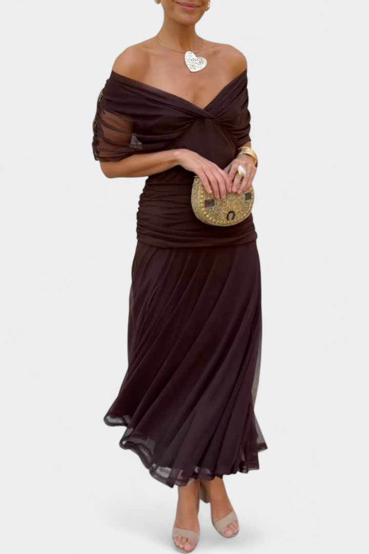 Long Floral V Neck Dress
