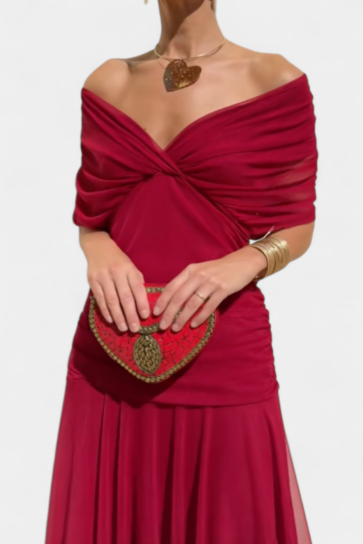 Long Floral V Neck Dress