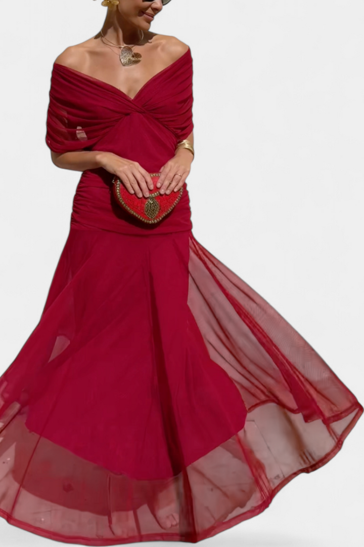 Long Floral V Neck Dress