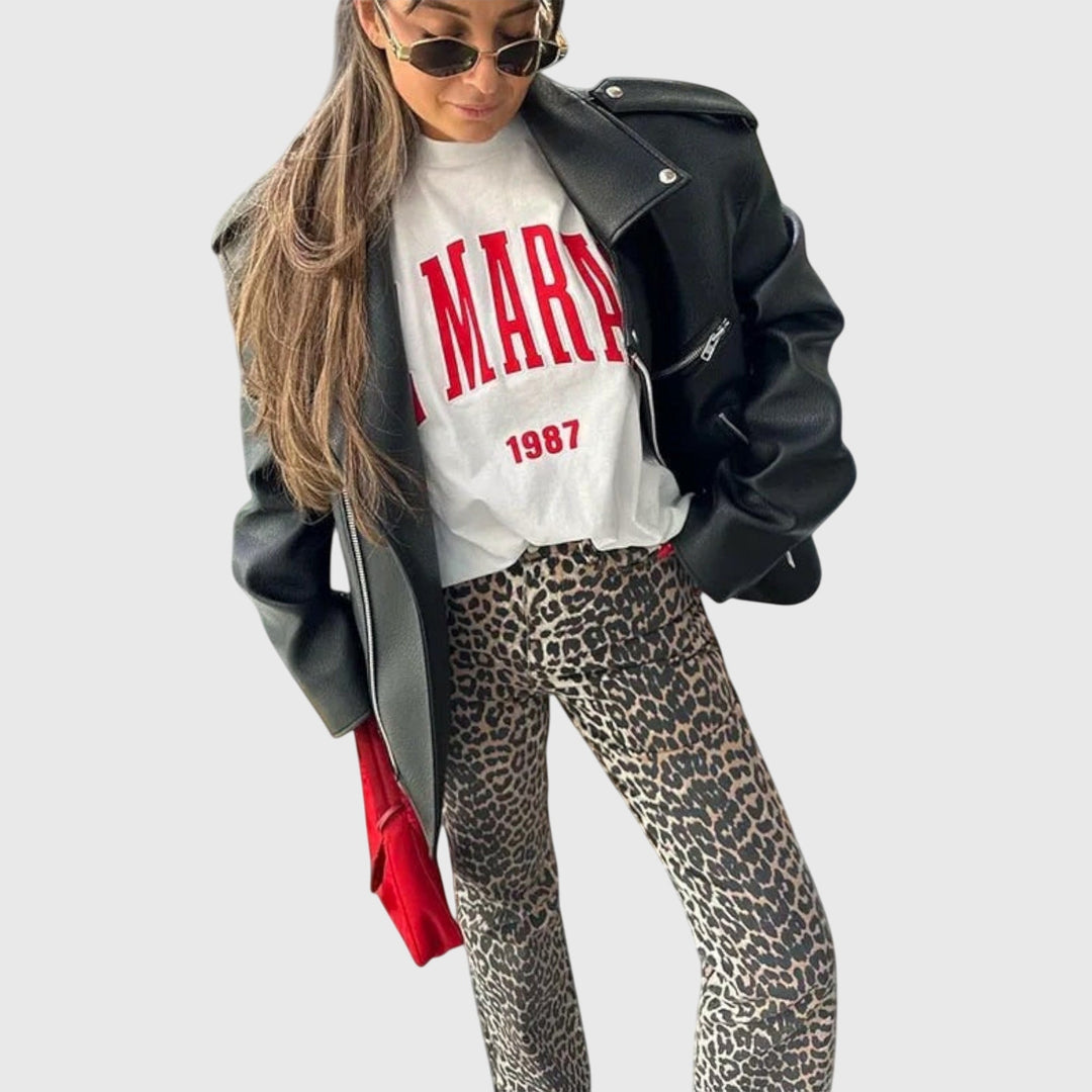 Annie | Vintage Jeans with Leopard Print